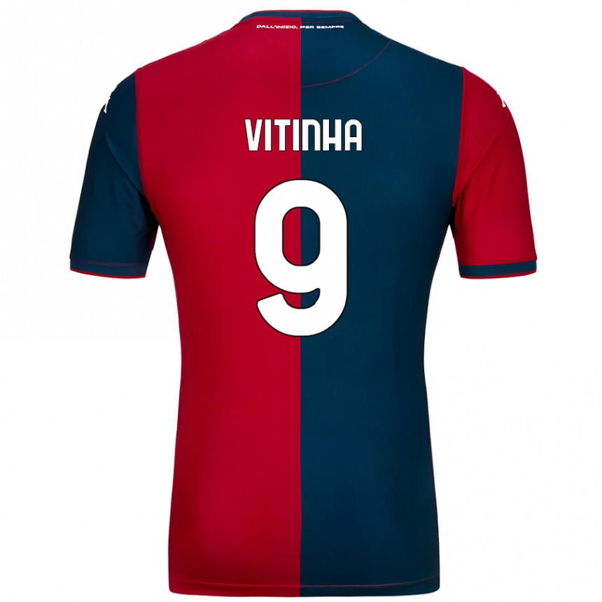 Enfant Football Maillot Vitinha #9 Rouge Bleu Foncé Tenues Domicile 2024/25