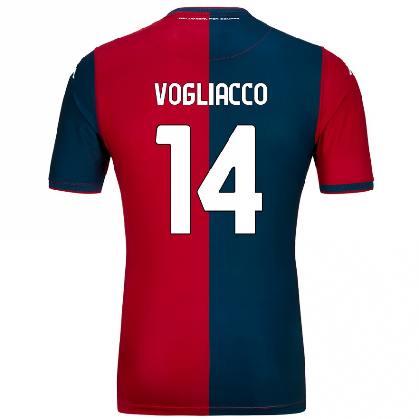 Enfant Football Maillot Alessandro Vogliacco #14 Rouge Bleu Foncé Tenues Domicile 2024/25