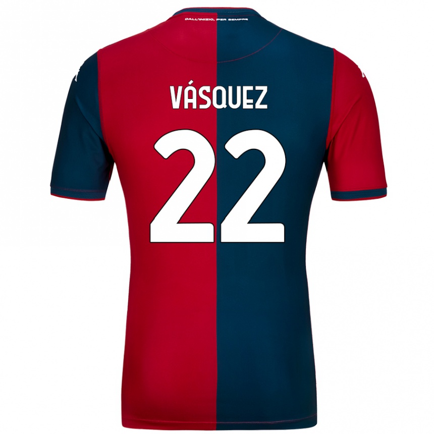 Enfant Football Maillot Johan Vásquez #22 Rouge Bleu Foncé Tenues Domicile 2024/25