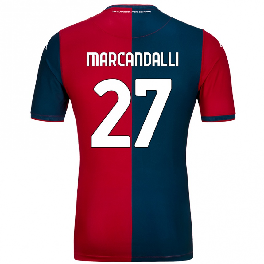 Enfant Football Maillot Alessandro Marcandalli #27 Rouge Bleu Foncé Tenues Domicile 2024/25