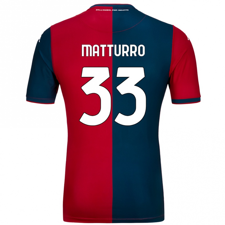 Enfant Football Maillot Alan Matturro #33 Rouge Bleu Foncé Tenues Domicile 2024/25