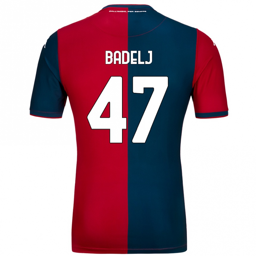 Enfant Football Maillot Milan Badelj #47 Rouge Bleu Foncé Tenues Domicile 2024/25