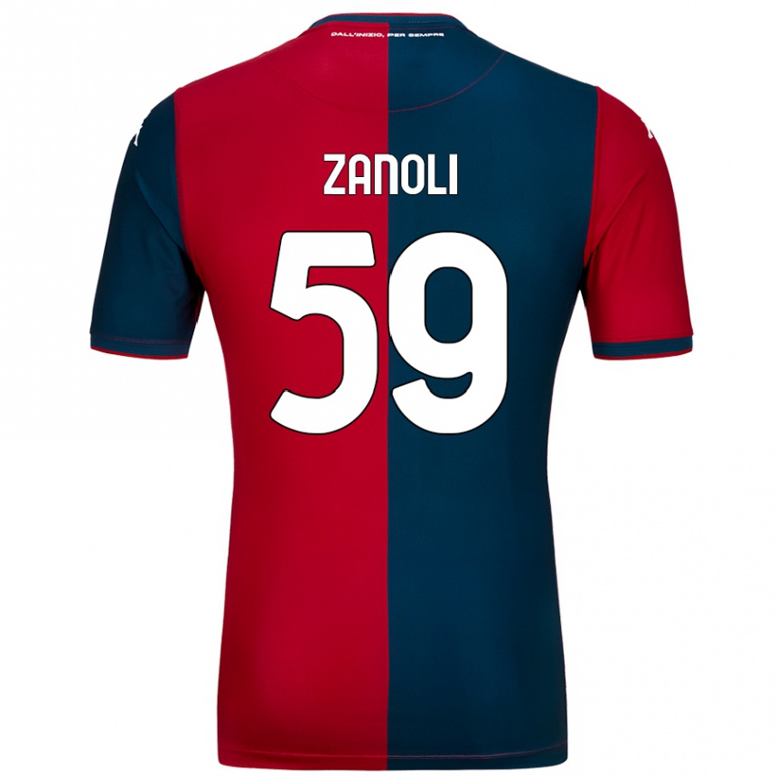 Enfant Football Maillot Alessandro Zanoli #59 Rouge Bleu Foncé Tenues Domicile 2024/25