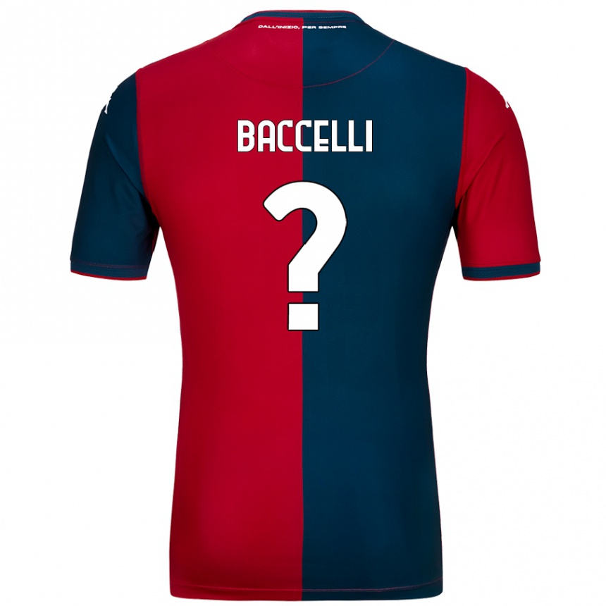 Enfant Football Maillot Pietro Baccelli #0 Rouge Bleu Foncé Tenues Domicile 2024/25