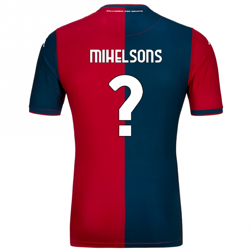 Enfant Football Maillot Rendijs Mihelsons #0 Rouge Bleu Foncé Tenues Domicile 2024/25