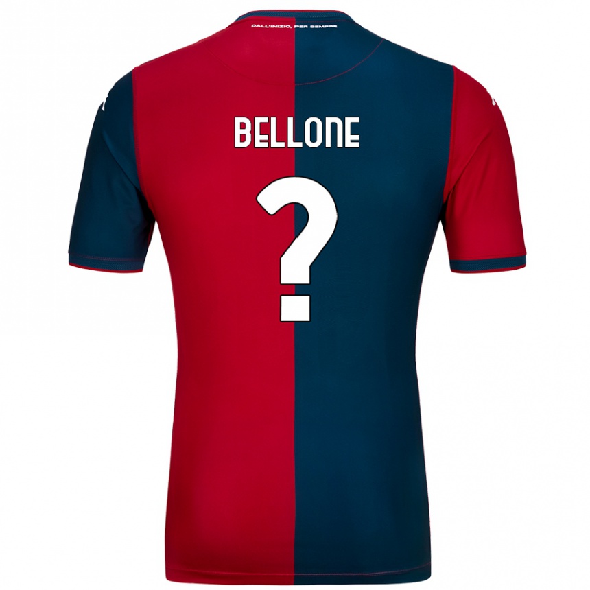 Enfant Football Maillot Francesco Bellone #0 Rouge Bleu Foncé Tenues Domicile 2024/25