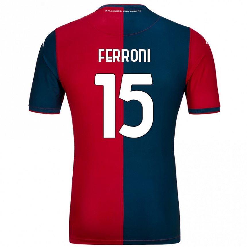 Enfant Football Maillot Leonardo Ferroni #15 Rouge Bleu Foncé Tenues Domicile 2024/25