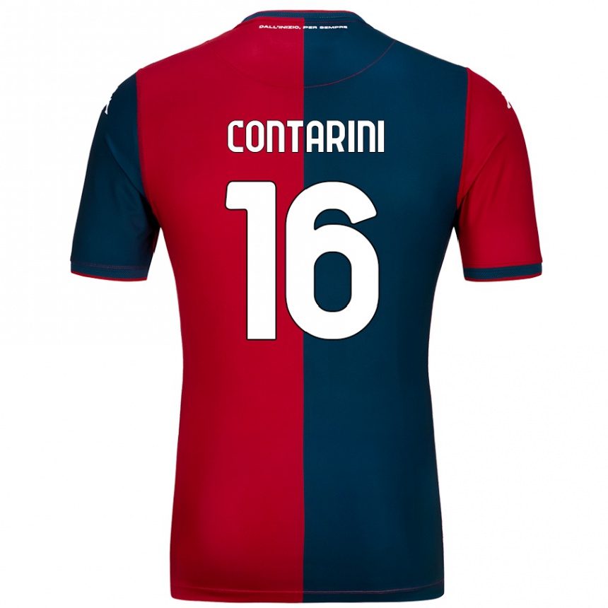 Enfant Football Maillot Jacopo Contarini #16 Rouge Bleu Foncé Tenues Domicile 2024/25