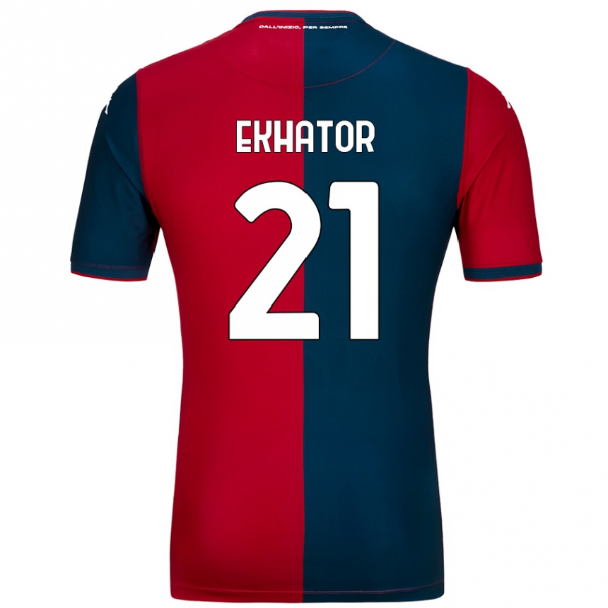 Enfant Football Maillot Jeff Ekhator #21 Rouge Bleu Foncé Tenues Domicile 2024/25