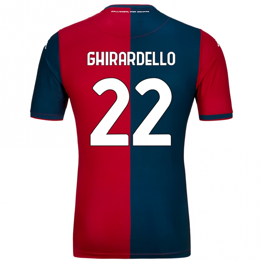 Enfant Football Maillot Tommaso Ghirardello #22 Rouge Bleu Foncé Tenues Domicile 2024/25