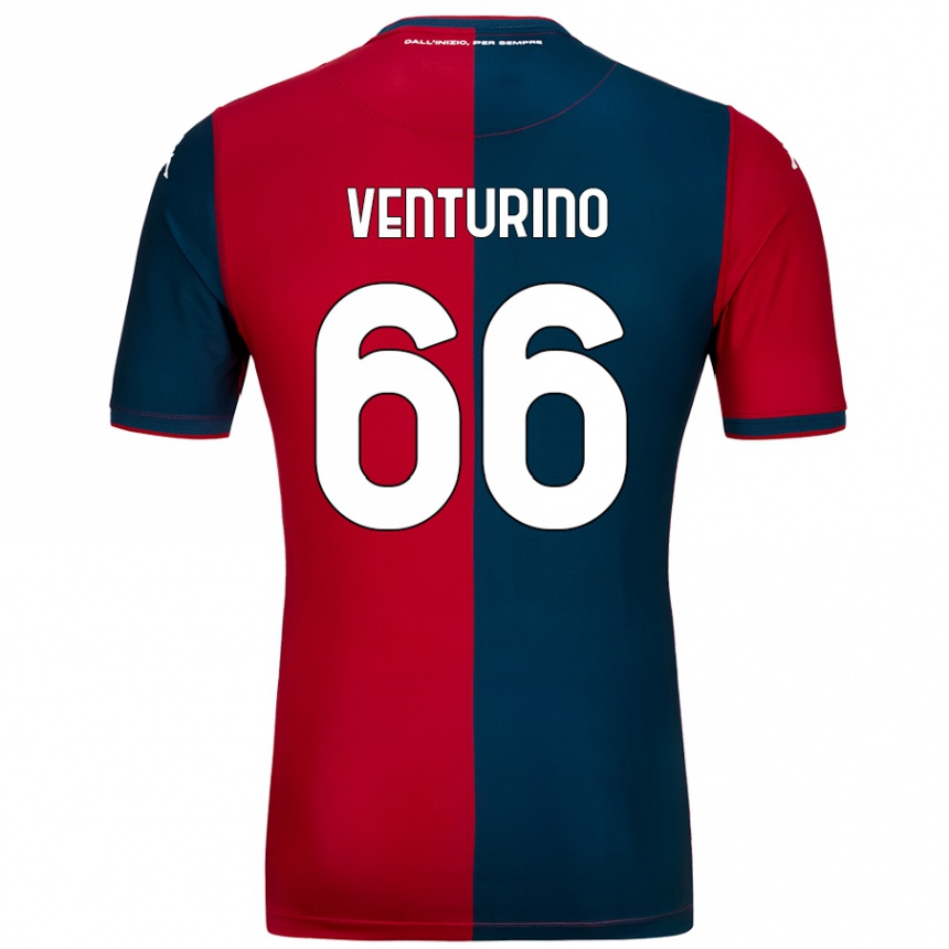 Enfant Football Maillot Lorenzo Venturino #66 Rouge Bleu Foncé Tenues Domicile 2024/25