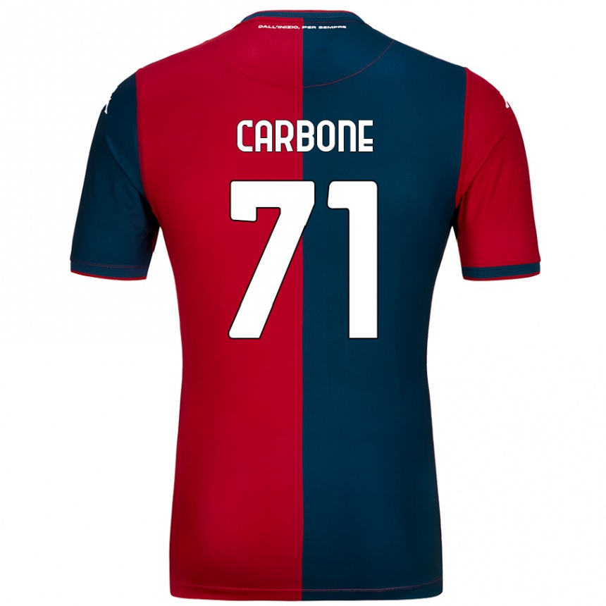 Enfant Football Maillot Filippo Carbone #71 Rouge Bleu Foncé Tenues Domicile 2024/25