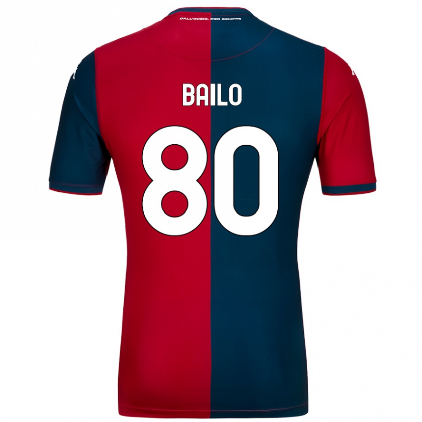 Enfant Football Maillot Giorgio Bailo #80 Rouge Bleu Foncé Tenues Domicile 2024/25