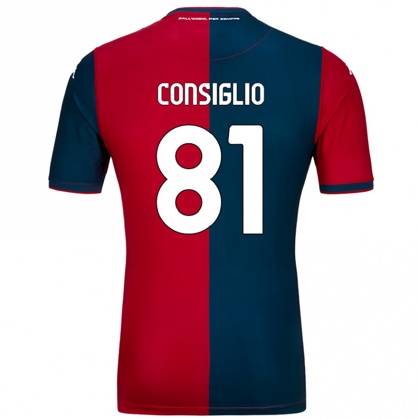 Enfant Football Maillot Leonardo Consiglio #81 Rouge Bleu Foncé Tenues Domicile 2024/25