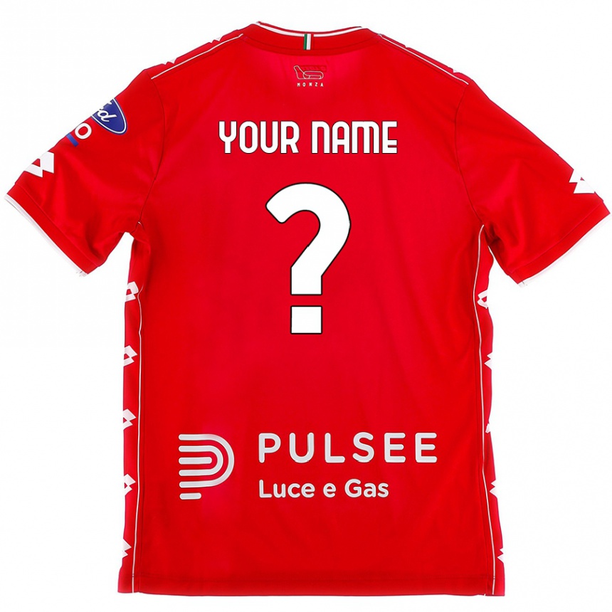 Enfant Football Maillot Votre Nom #0 Rouge Blanc Tenues Domicile 2024/25