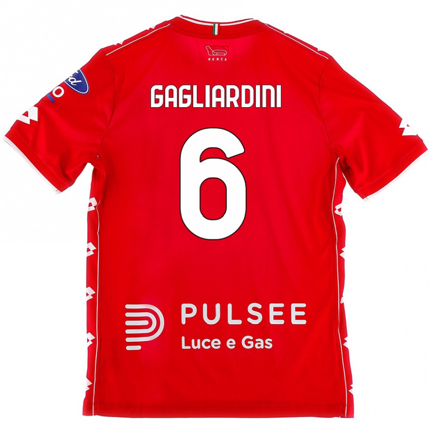 Enfant Football Maillot Roberto Gagliardini #6 Rouge Blanc Tenues Domicile 2024/25