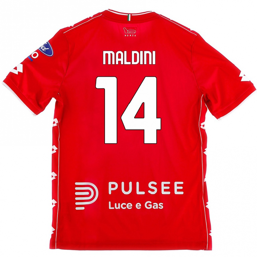 Enfant Football Maillot Daniel Maldini #14 Rouge Blanc Tenues Domicile 2024/25