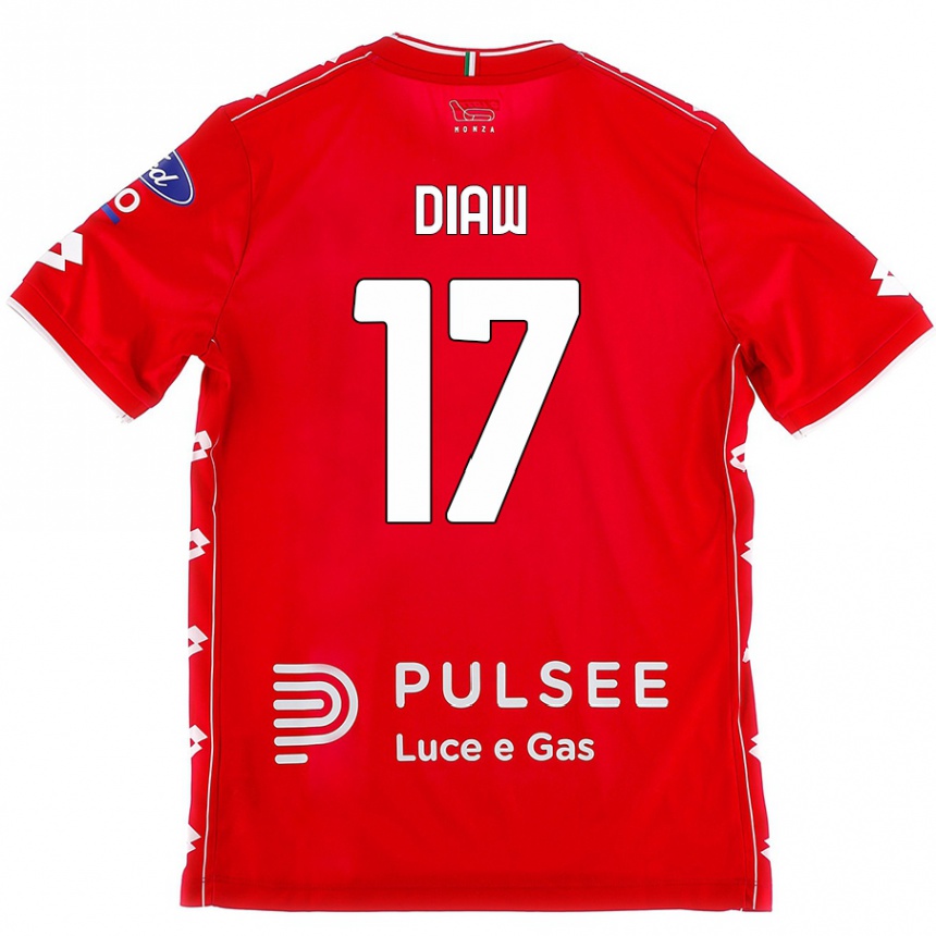 Enfant Football Maillot Davide Diaw #17 Rouge Blanc Tenues Domicile 2024/25