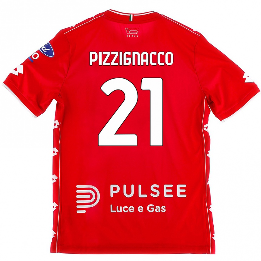 Enfant Football Maillot Semuel Pizzignacco #21 Rouge Blanc Tenues Domicile 2024/25