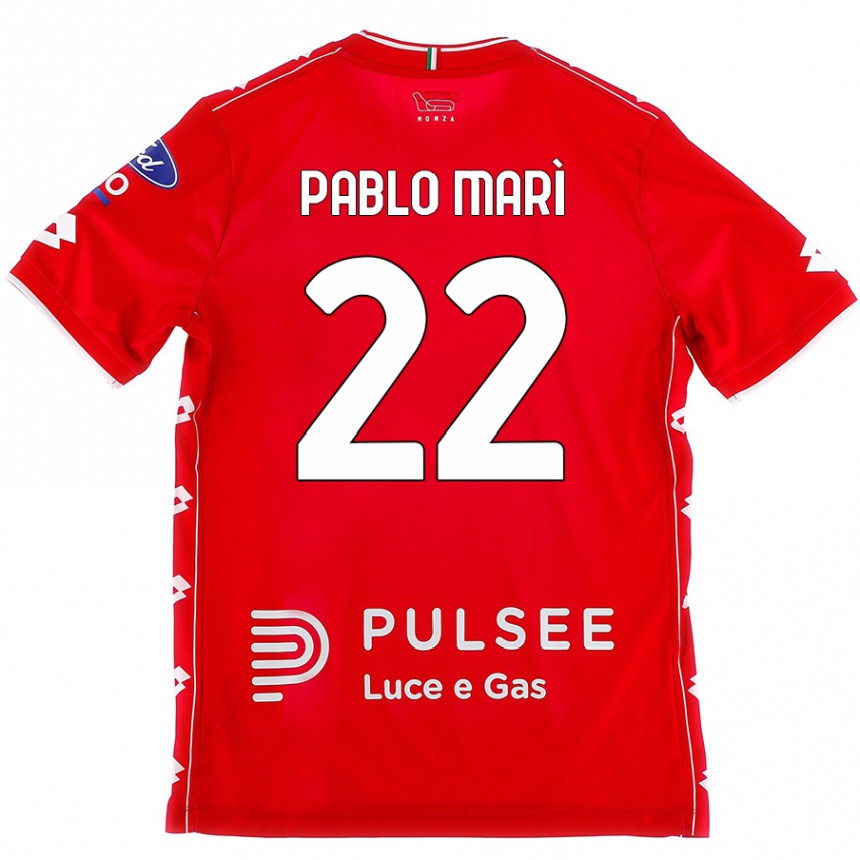 Enfant Football Maillot Pablo Marí #22 Rouge Blanc Tenues Domicile 2024/25