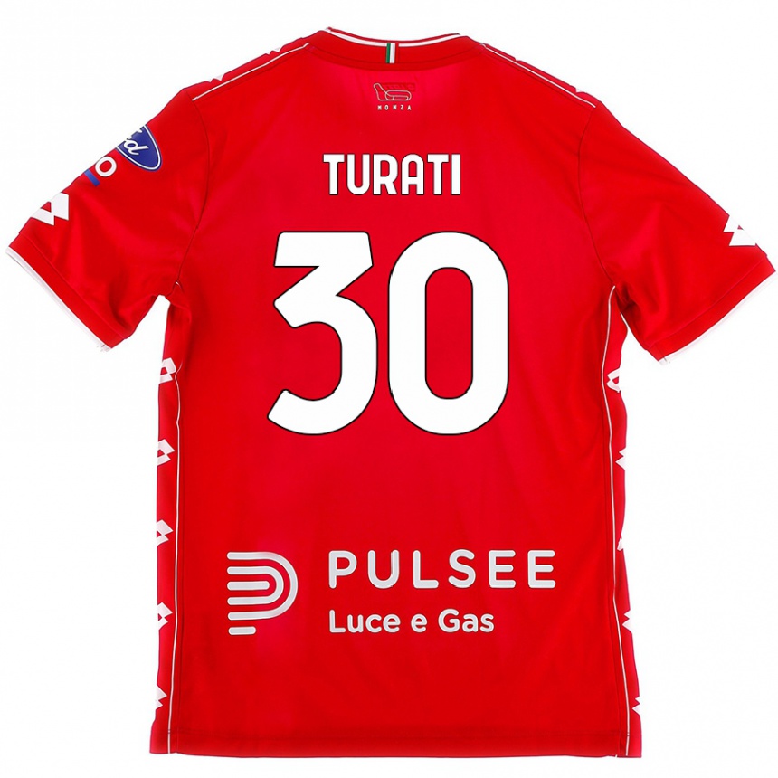 Enfant Football Maillot Stefano Turati #30 Rouge Blanc Tenues Domicile 2024/25