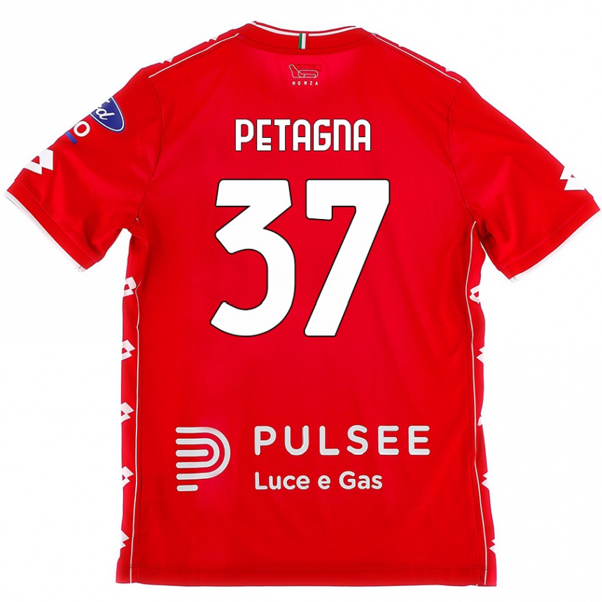 Enfant Football Maillot Andrea Petagna #37 Rouge Blanc Tenues Domicile 2024/25