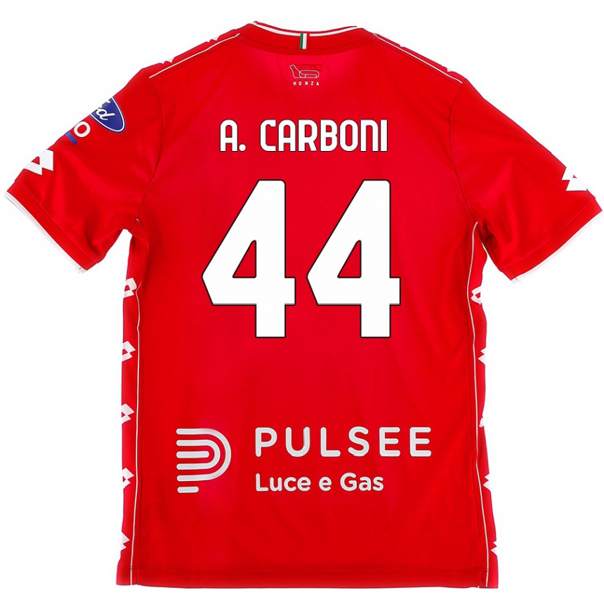 Enfant Football Maillot Andrea Carboni #44 Rouge Blanc Tenues Domicile 2024/25