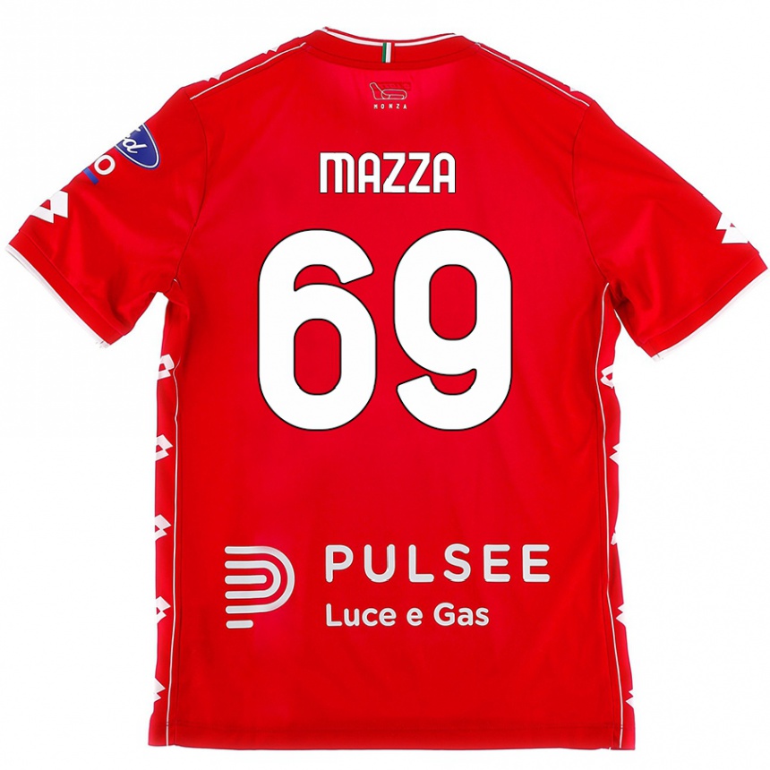 Enfant Football Maillot Andrea Mazza #69 Rouge Blanc Tenues Domicile 2024/25