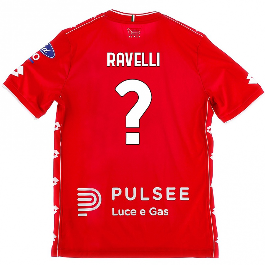 Enfant Football Maillot Etienne Ravelli #0 Rouge Blanc Tenues Domicile 2024/25