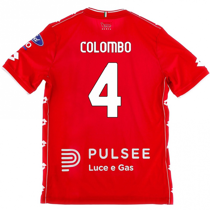 Enfant Football Maillot Leonardo Colombo #4 Rouge Blanc Tenues Domicile 2024/25