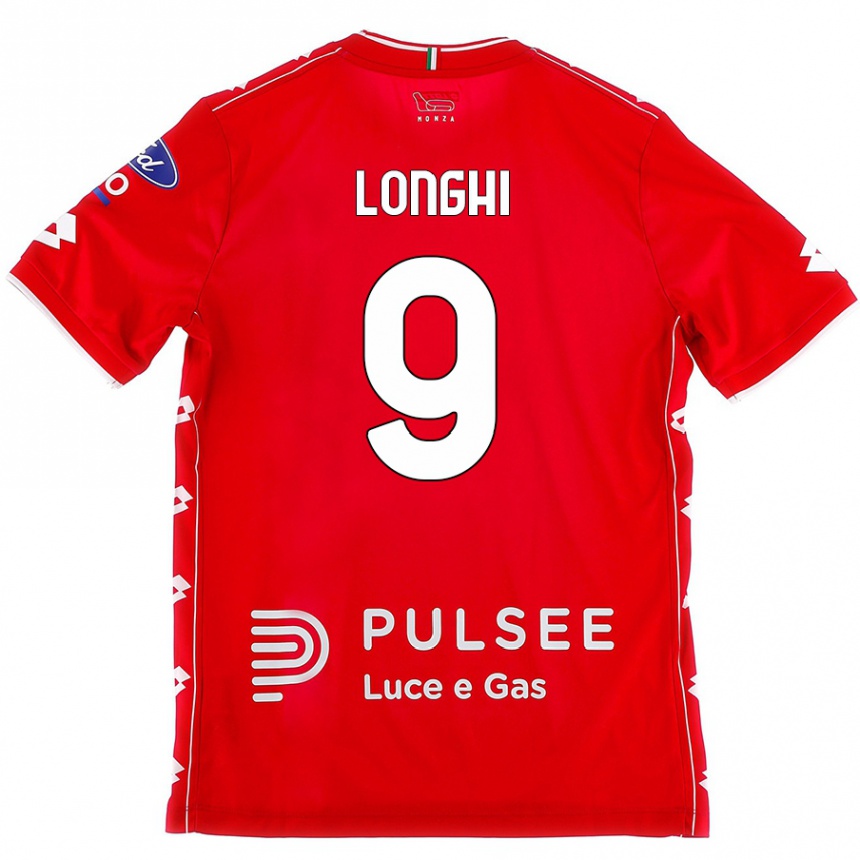 Enfant Football Maillot Jordan Longhi #9 Rouge Blanc Tenues Domicile 2024/25