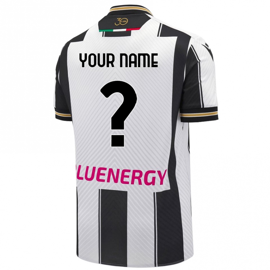 Enfant Football Maillot Votre Nom #0 Blanc Noir Tenues Domicile 2024/25