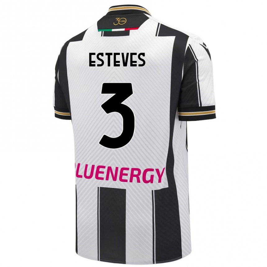 Enfant Football Maillot Gonçalo Esteves #3 Blanc Noir Tenues Domicile 2024/25