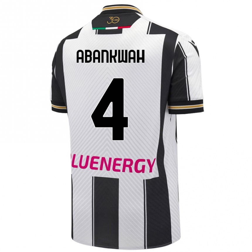 Enfant Football Maillot James Abankwah #4 Blanc Noir Tenues Domicile 2024/25