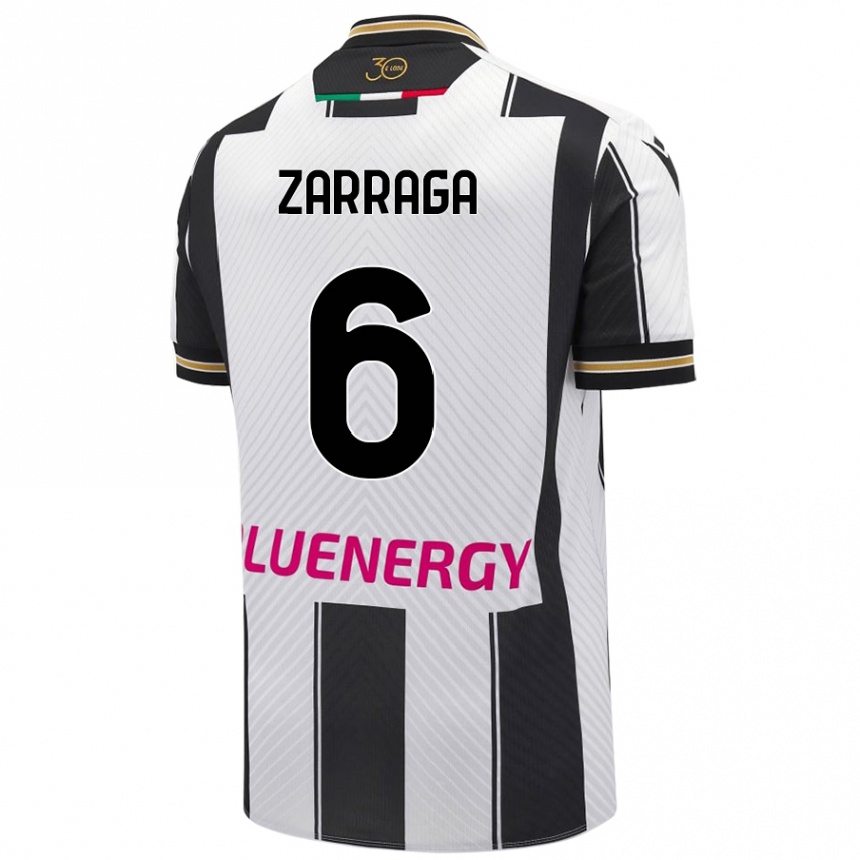 Enfant Football Maillot Oier Zarraga #6 Blanc Noir Tenues Domicile 2024/25