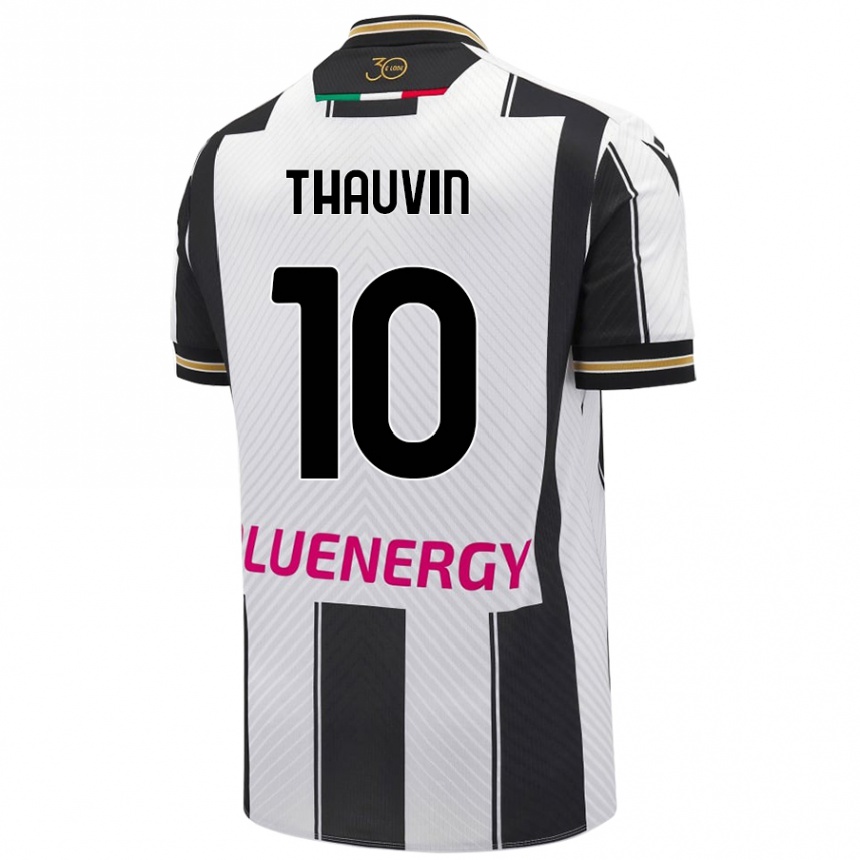 Enfant Football Maillot Florian Thauvin #10 Blanc Noir Tenues Domicile 2024/25