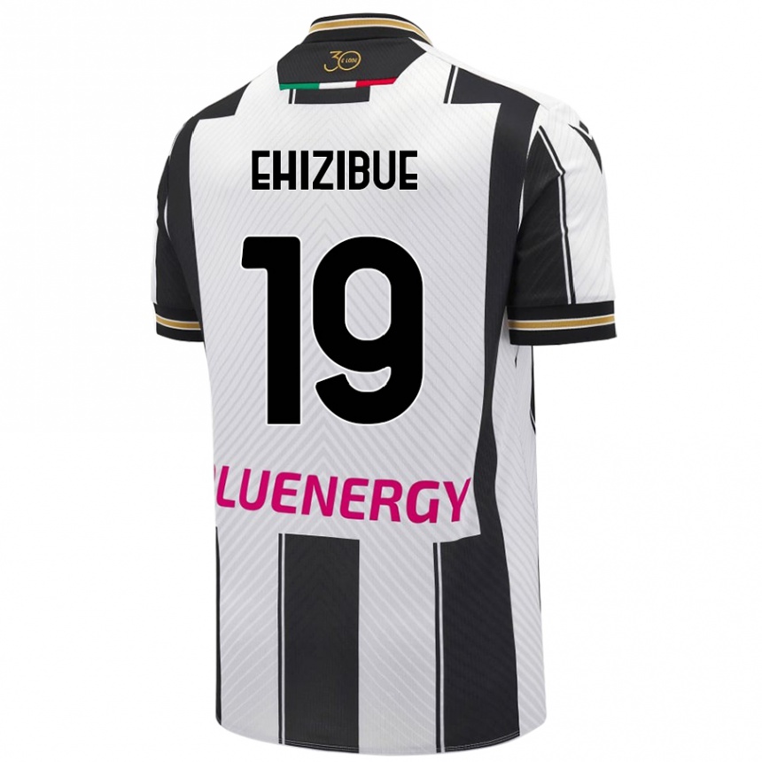 Enfant Football Maillot Kingsley Ehizibue #19 Blanc Noir Tenues Domicile 2024/25