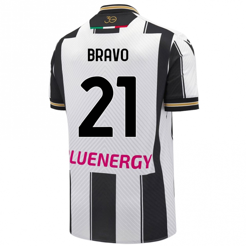 Enfant Football Maillot Iker Bravo #21 Blanc Noir Tenues Domicile 2024/25