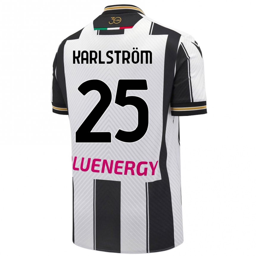 Enfant Football Maillot Jesper Karlström #25 Blanc Noir Tenues Domicile 2024/25