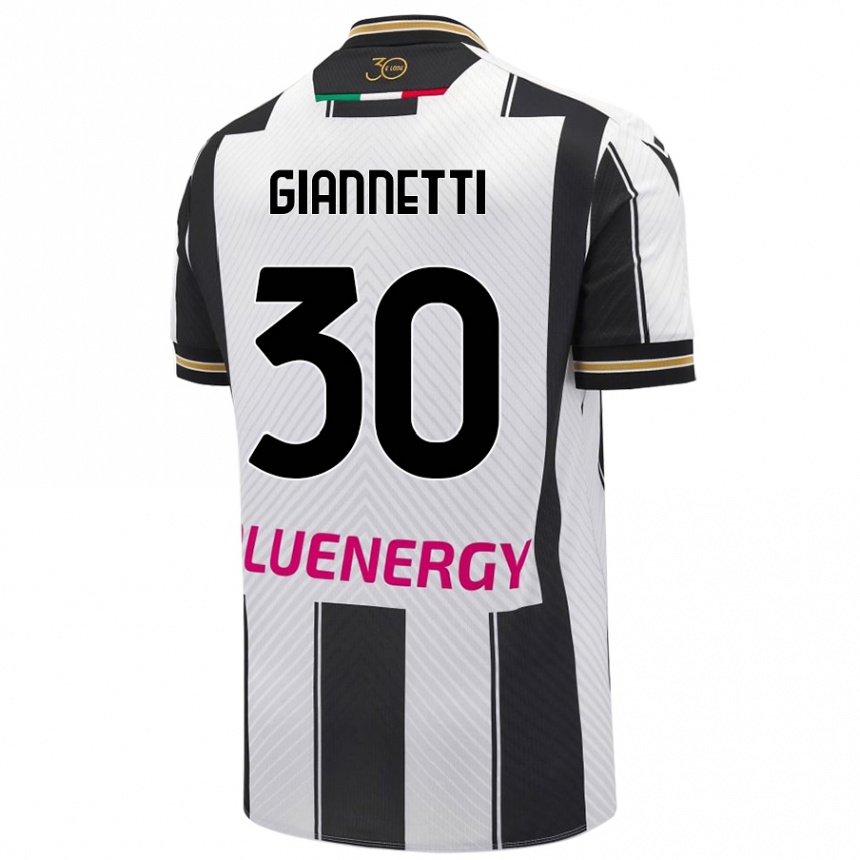 Enfant Football Maillot Lautaro Giannetti #30 Blanc Noir Tenues Domicile 2024/25