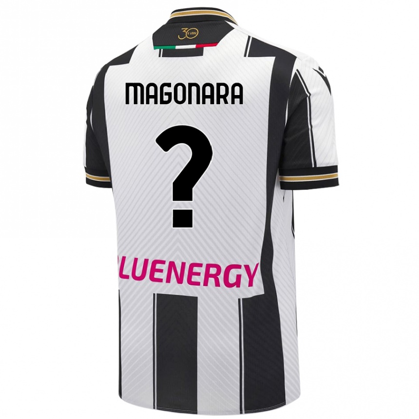 Enfant Football Maillot Matteo Magonara #0 Blanc Noir Tenues Domicile 2024/25