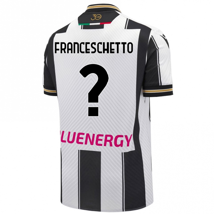 Enfant Football Maillot Mattia Franceschetto #0 Blanc Noir Tenues Domicile 2024/25