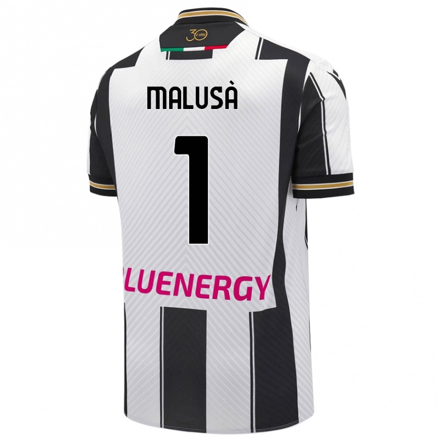 Enfant Football Maillot Joel Malusà #1 Blanc Noir Tenues Domicile 2024/25