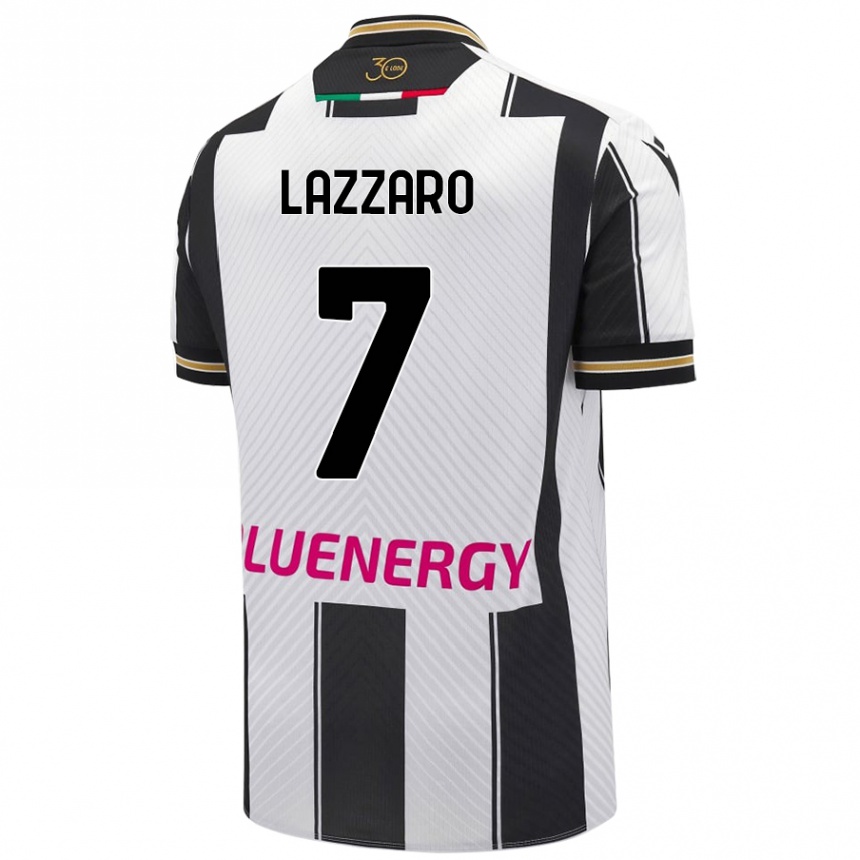 Enfant Football Maillot Davide Lazzaro #7 Blanc Noir Tenues Domicile 2024/25