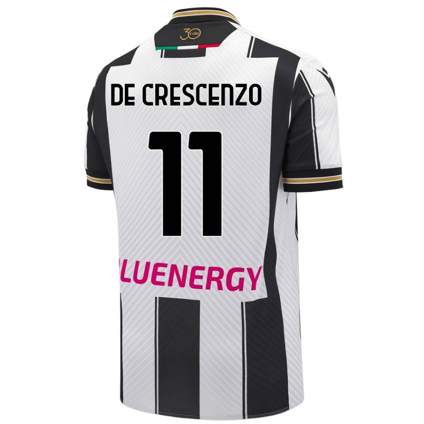 Enfant Football Maillot Marco De Crescenzo #11 Blanc Noir Tenues Domicile 2024/25