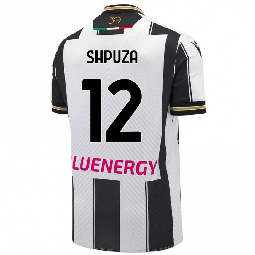 Enfant Football Maillot Kleo Shpuza #12 Blanc Noir Tenues Domicile 2024/25