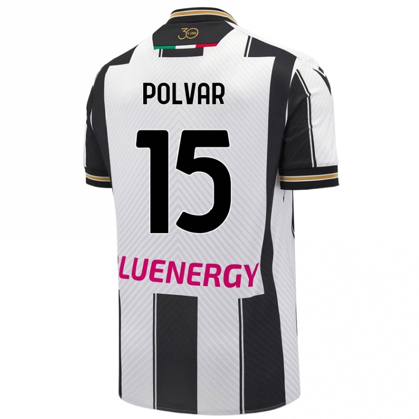 Enfant Football Maillot Francesco Polvar #15 Blanc Noir Tenues Domicile 2024/25