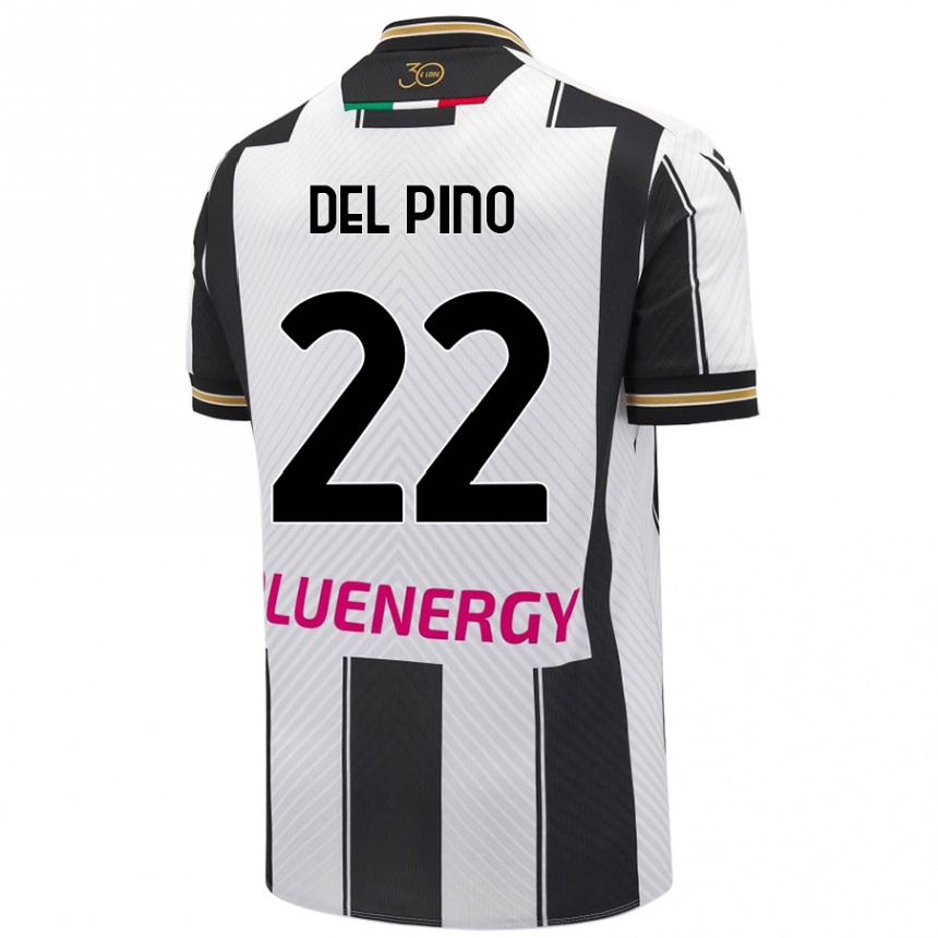 Enfant Football Maillot Lorenzo Del Pino #22 Blanc Noir Tenues Domicile 2024/25