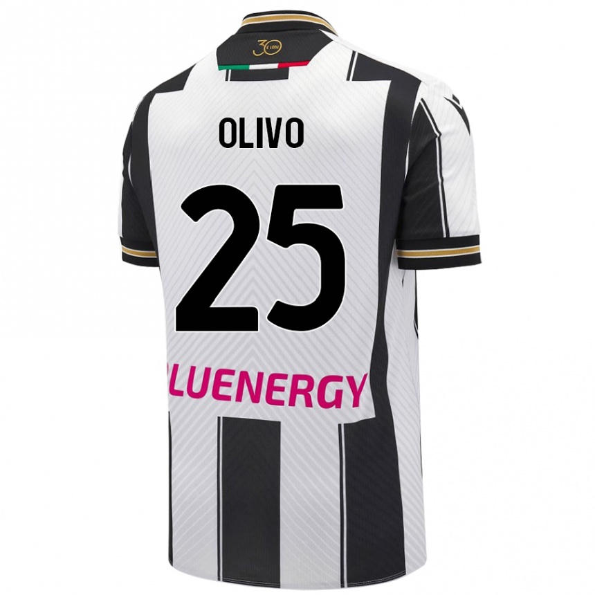 Enfant Football Maillot Gioele Olivo #25 Blanc Noir Tenues Domicile 2024/25