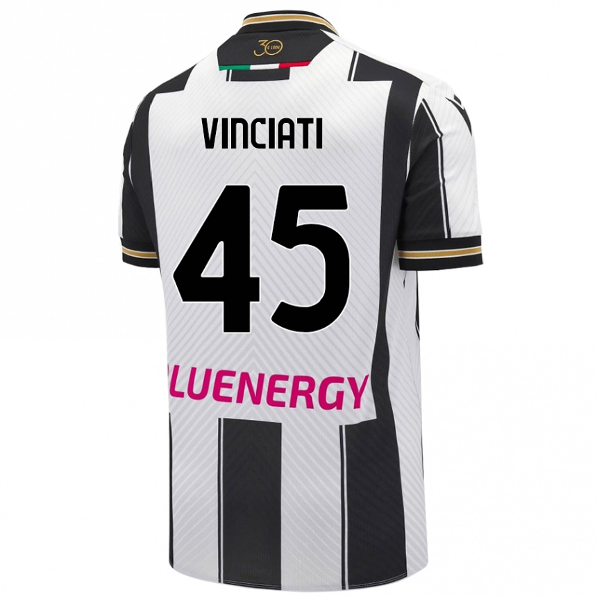 Enfant Football Maillot Giulio Vinciati #45 Blanc Noir Tenues Domicile 2024/25